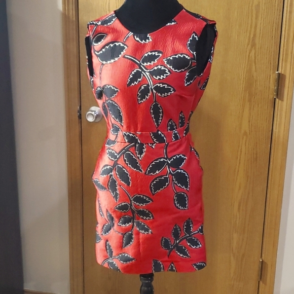 MSGM red silver black floral sleeveless mini dress - Picture 1 of 10